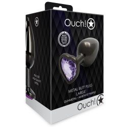 Ouch! Bijou anal Heart Gem L 8 x 4cm Noir-Violet